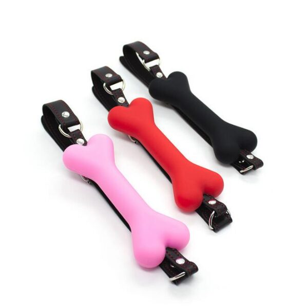 Dog Bone Gag Red Pink Black