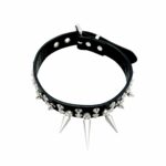 Spike Collar Choker Studded LEATHER BLACK GOTH BDSM FETISH CLOTHING