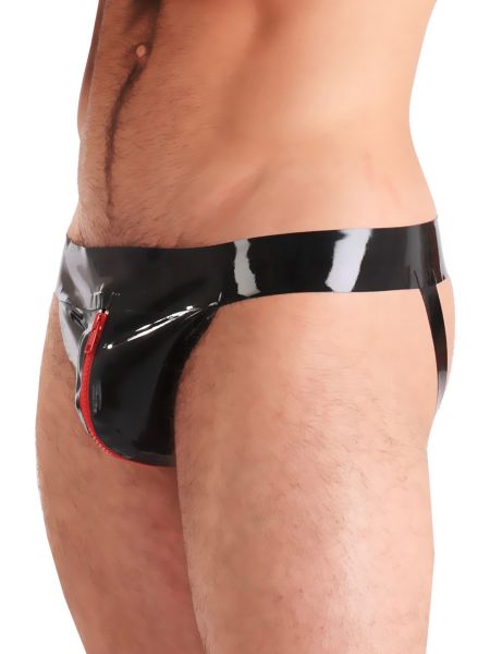 Honour UK Latex Jock Strap Black and Red Zipper - Image 3