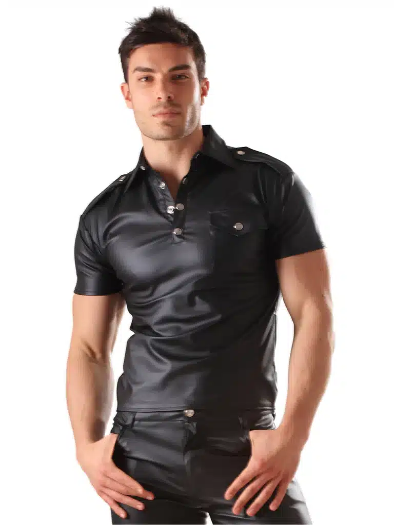 Leatherette Masc Military Top
