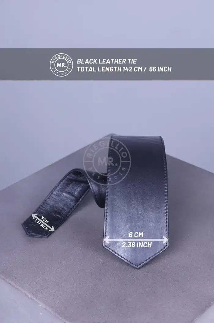 Mr Riegillio Leather Tie - Piping - Image 4