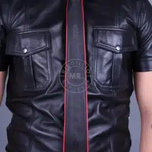 Mr Riegillio Leather Tie - Piping