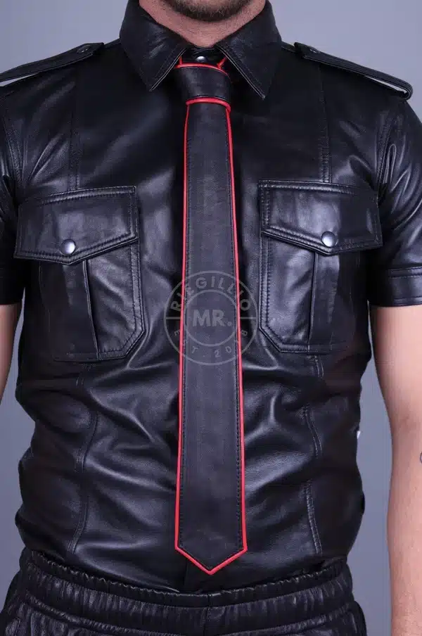 Mr Riegillio Leather Tie - Piping