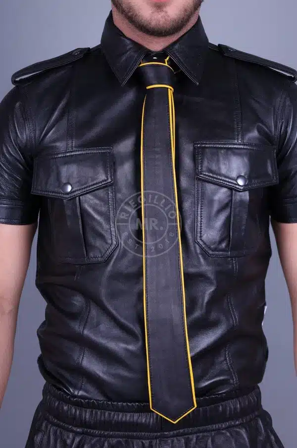 Mr Riegillio Leather Tie - Piping - Image 3