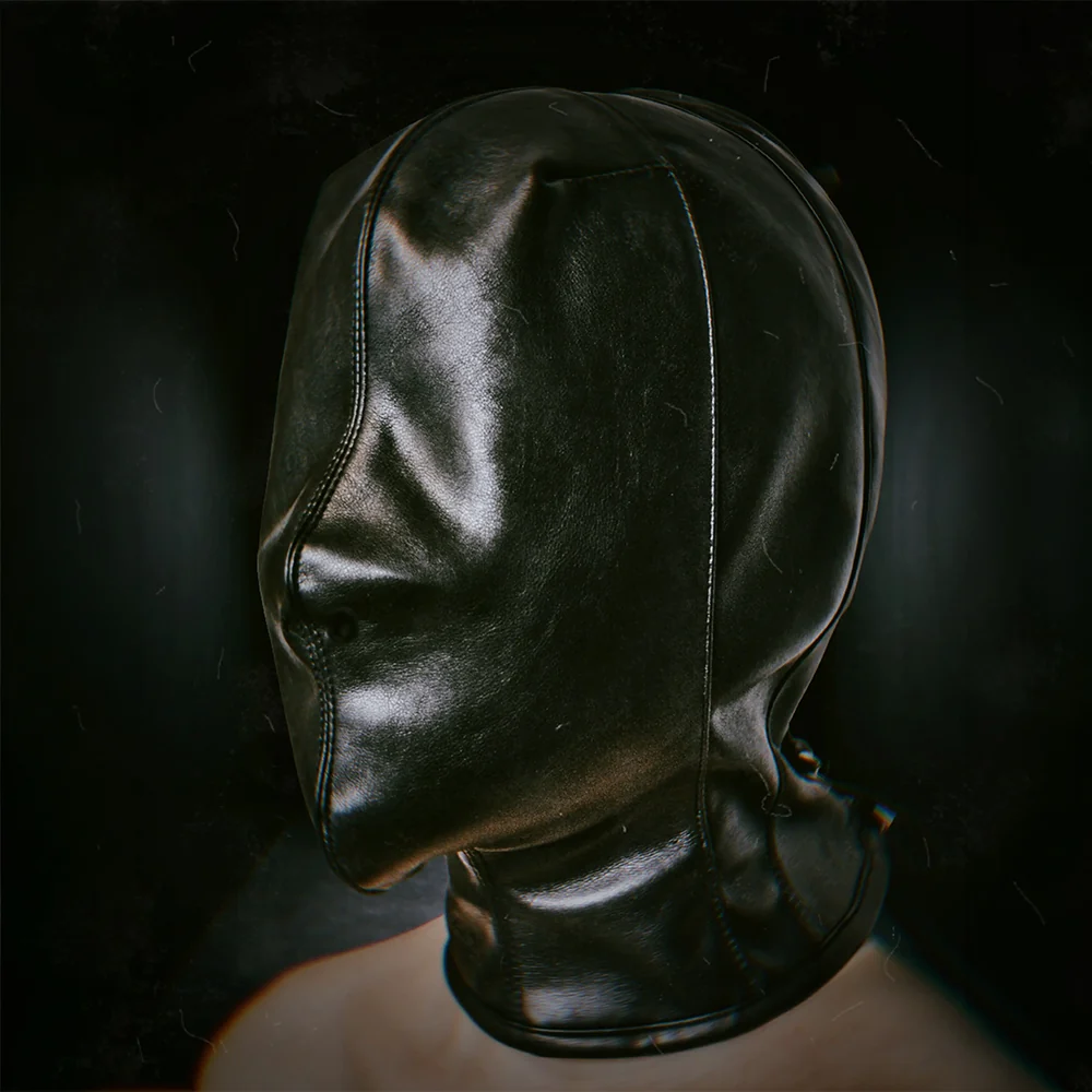 Full Bondage Hood with Nose Holes (Vegan Leather)